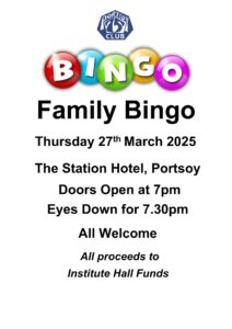 Family Bingo, Thursday 27th march 2025